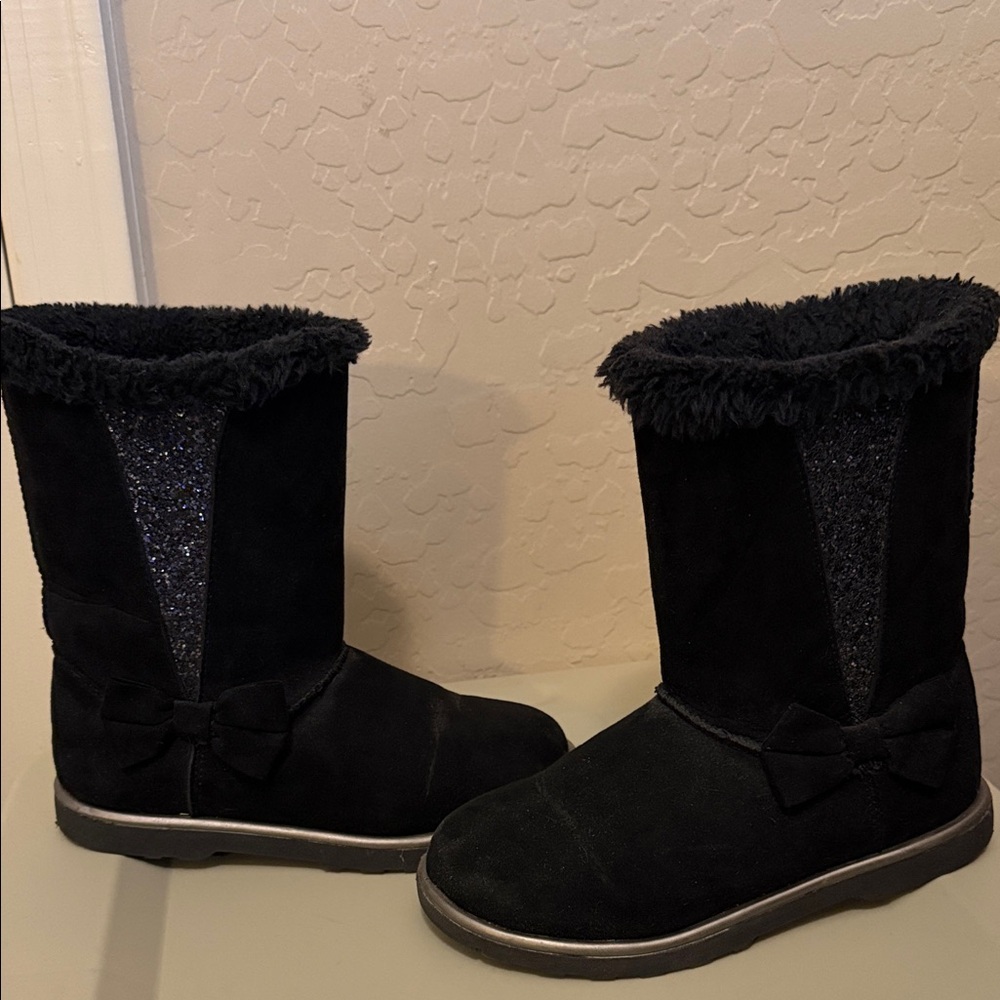Kohl's Black Glitter Winter Boots with Bow